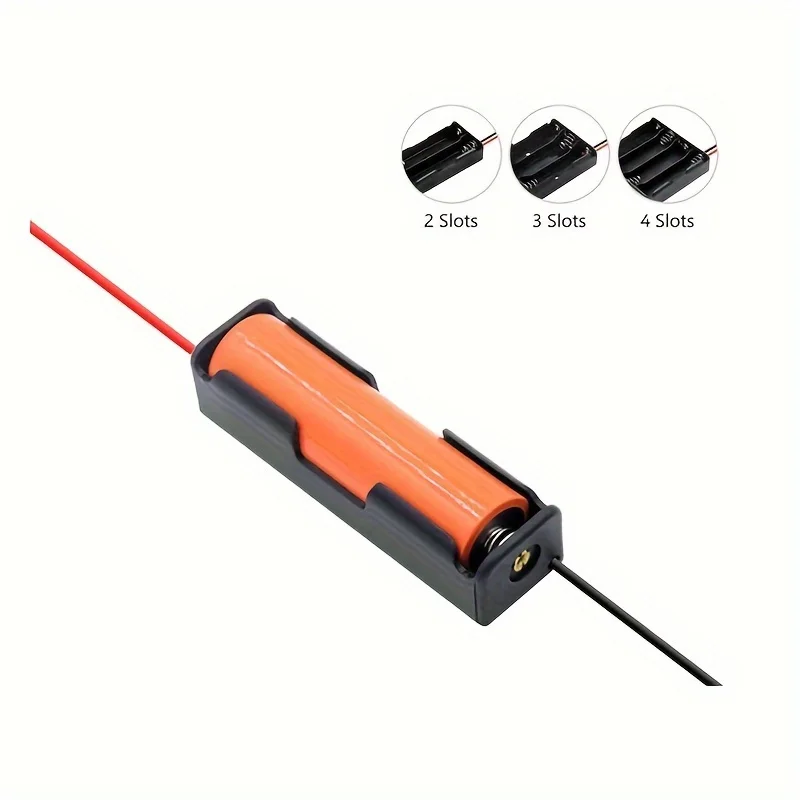 新しいプラスチック製18650電池収納ボックスケース 1/2/3/4スロット DIY電池クリップホルダーコンテナ ワイヤーリード付き 18650電池用