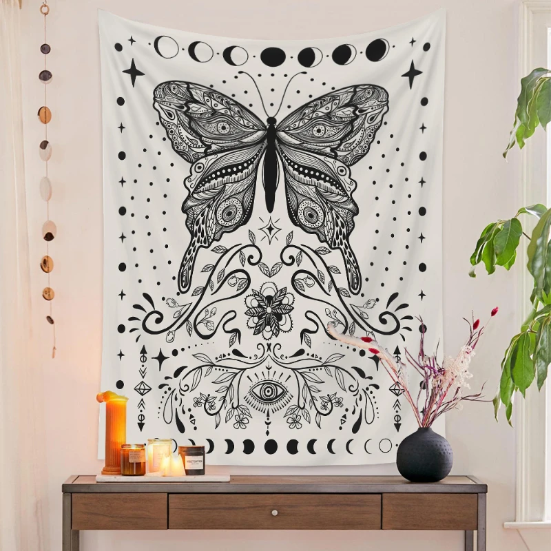 VIKAMA Bohemian Style Tapestry Mysterious Polyester Fiber Wall Hanging, Beautiful Bedroom Living Room Home Decoration
