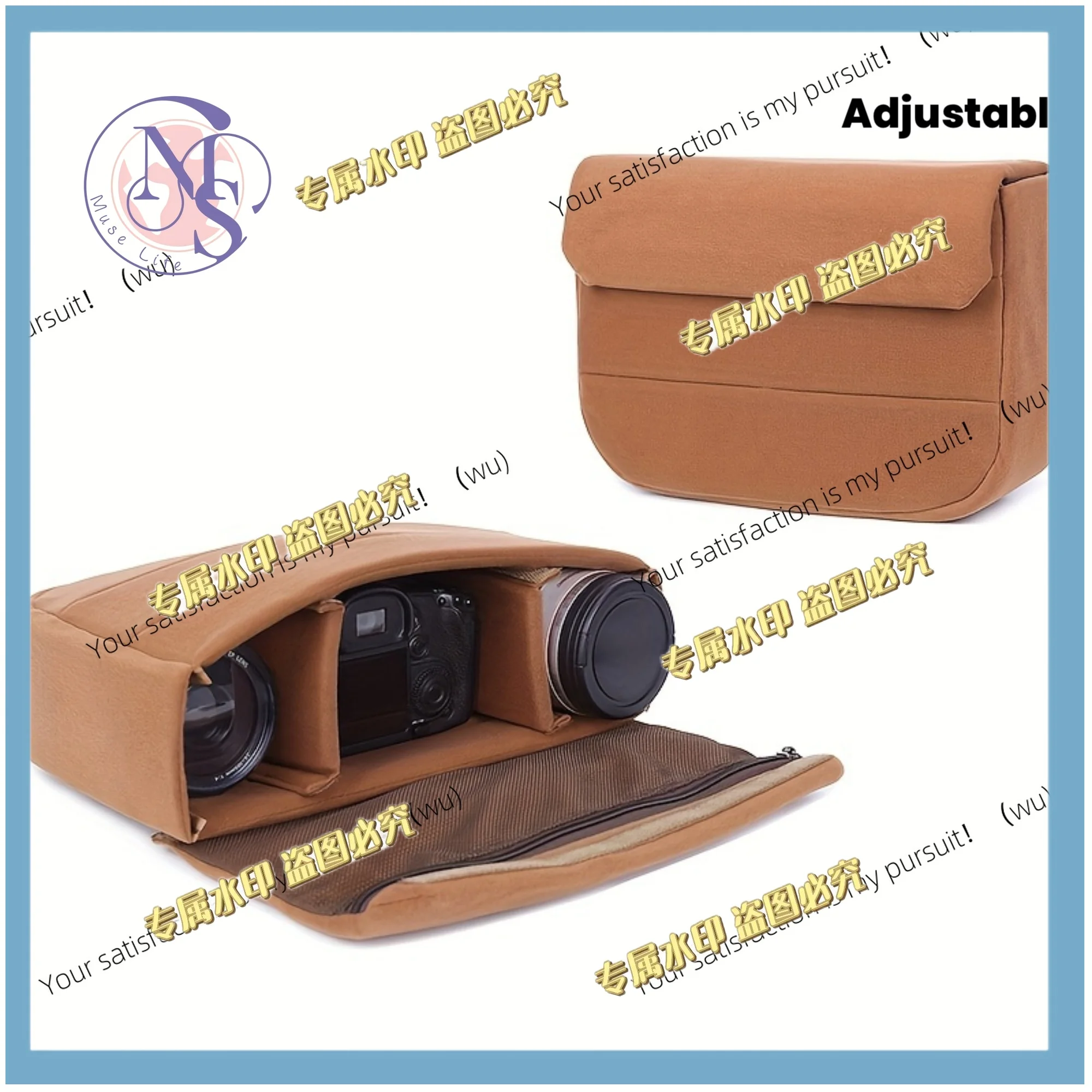 Shockproof Padded Camera Insert Bag with Adjustable Dividers Durable Polyester Liner Case for Canon Nikon Sony DSLR Cameras