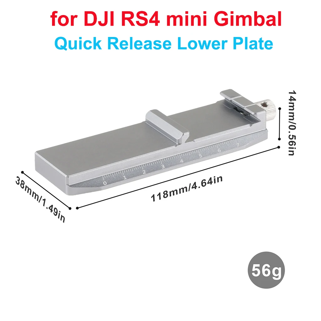 BGNing Metall-Schnellwechselplatte für DJI RS 4 Mini, kompatibel mit Arca-Swiss-Montageplatten, Kamerakäfigen und L-Platten, verstellbar – Detail 1