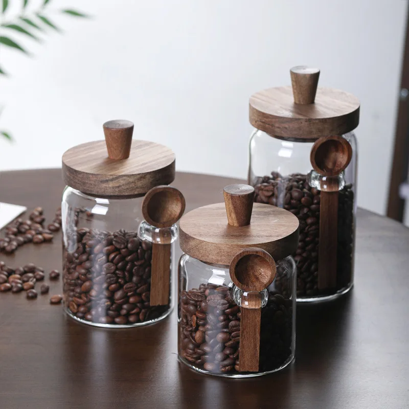 50 Pieces High Borosilicate Glass Honey Jars with Spoons Coffee Bean Storage Container Moisture-Proof Seasoning Grain Bottle