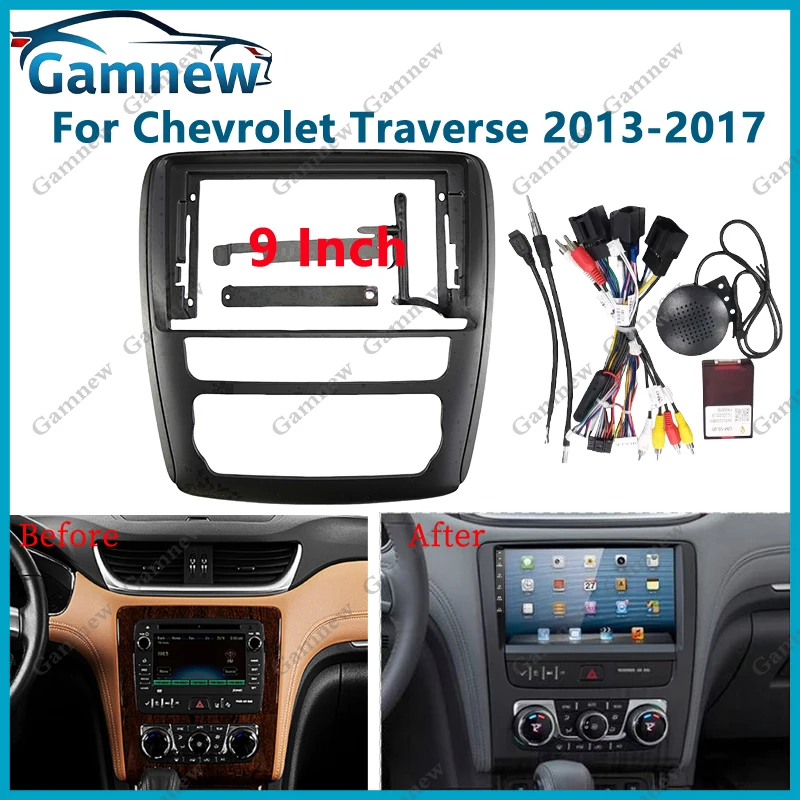 

9 Inch Car Stereo Dash Radio Fascia Canbus Box Panel Frame Double Din For Chevrolet Traverse 2013-2017 Android Kit