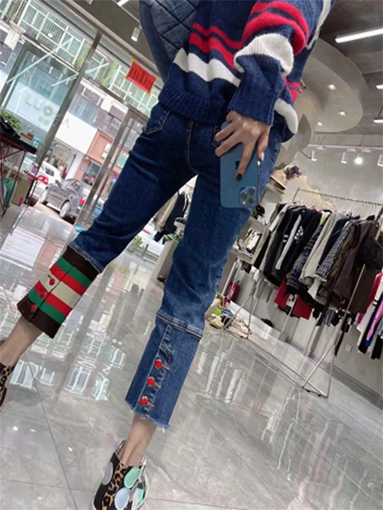 

2023 New Summer Thin Small Straight Leg Jeans Female Fat Mm Thin Nine Minutes Smoke Pipe Pant