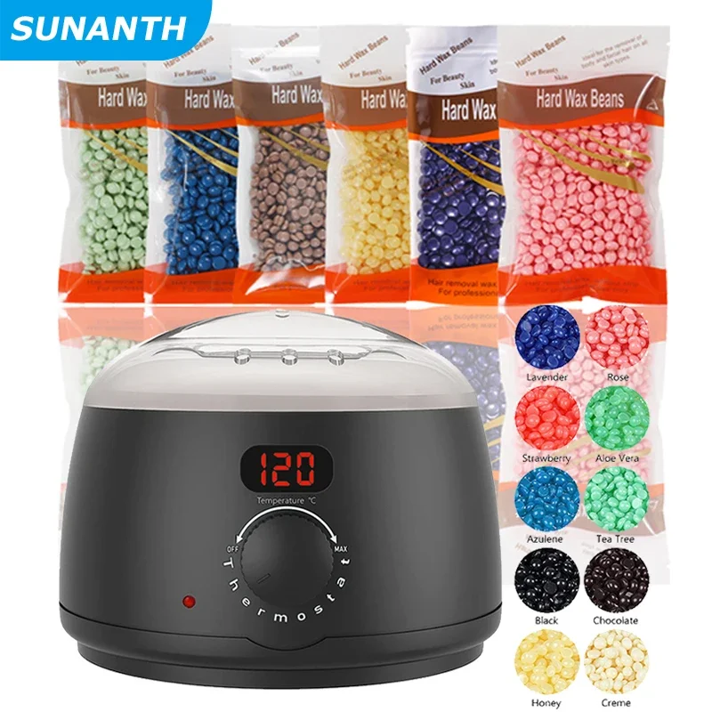 Wax Heater 500ML Set For Hair Removal / Digital Display Screen Depilatory Hard Wax Melt Warmer / 200g Wax Beans Hair Remove Tool