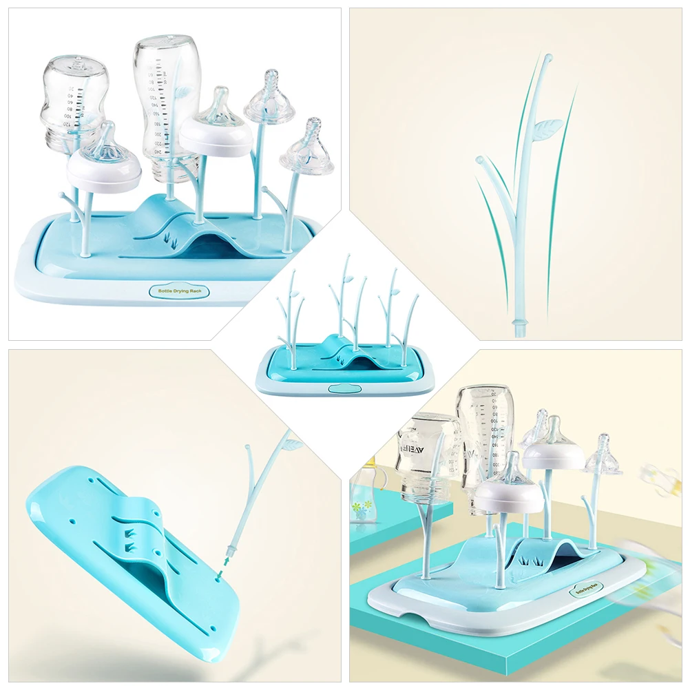 휴대용 아기 젖병 건조대 대용량 나무 모양 배수대 젖꼭지 컵 펌프 부품 수유 정리대 배수