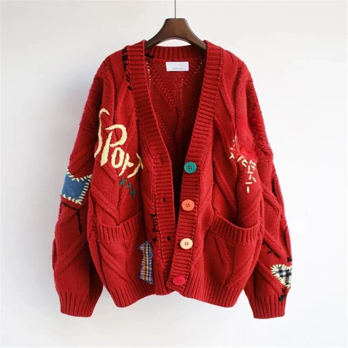 Embroidered Knitted Cardigan Open Shirt Women Design Sensation Small Lazy Style Loose Ladies Sweater 2024 Autumn Winter Season