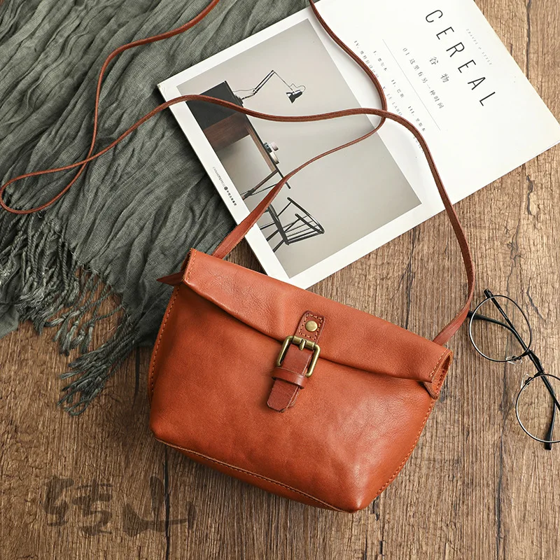 Vintage Fashion Women Shoulder Bag Soft Cowskin Leather Shoulder Bags Cowhide Crossbody Bags Small Bags For Women Female Bags