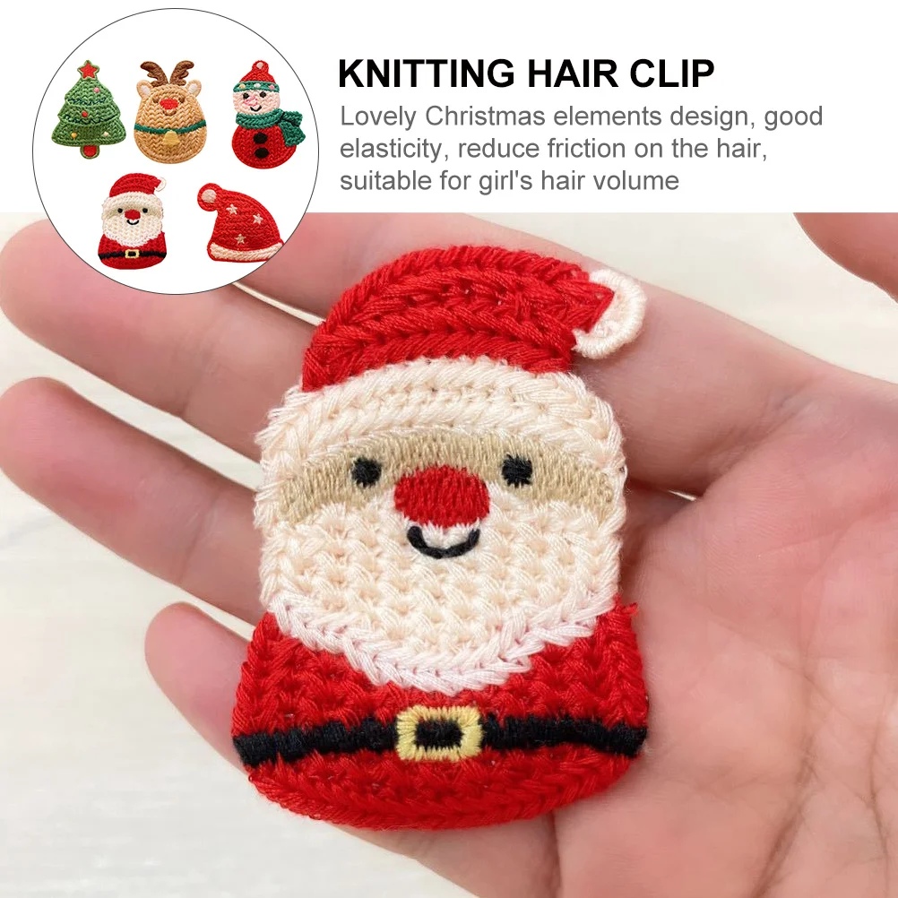 

5 Pcs Christmas Hair Clips Claw Accessories Hairpin Knitting Pins Knitted