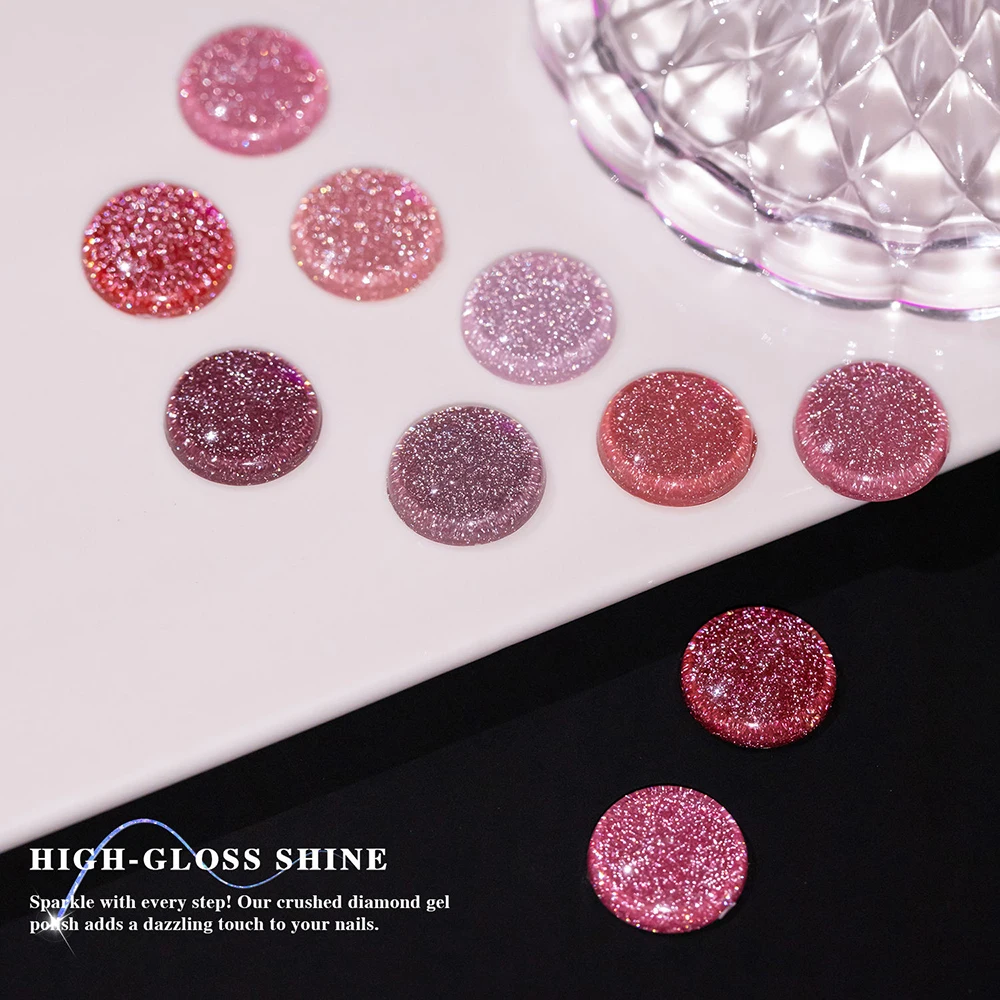 Vendeeni 15 Colors/set Bean Paste Pink Flash Broken Diamond Gel Nail Polish UV Reflective Sequins Gel Varnish With Color Card