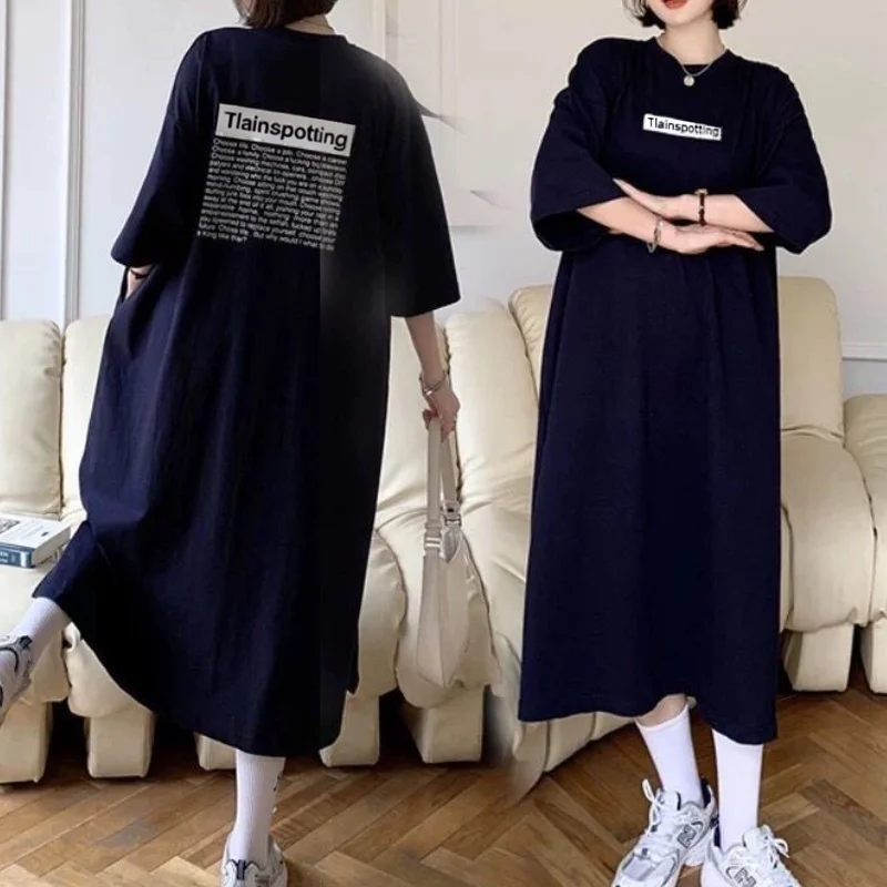 

Blouses Chic Dress Vintage Casual Women's Pluse Size T-Shirts Dress New In Korean Lady's Streetwear Oversize Female T-Shirts