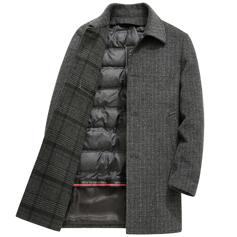 

2024 Autumn/Winter New Woolen Coat Detachable Down Inner Tank Middle aged and Elderly Thickened Woolen Coat Winter Edition