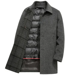 2024 Autumn/Winter New Woolen Coat Detachable Down Inner Tank Middle aged and Elderly Thickened Woolen Coat Winter Edition