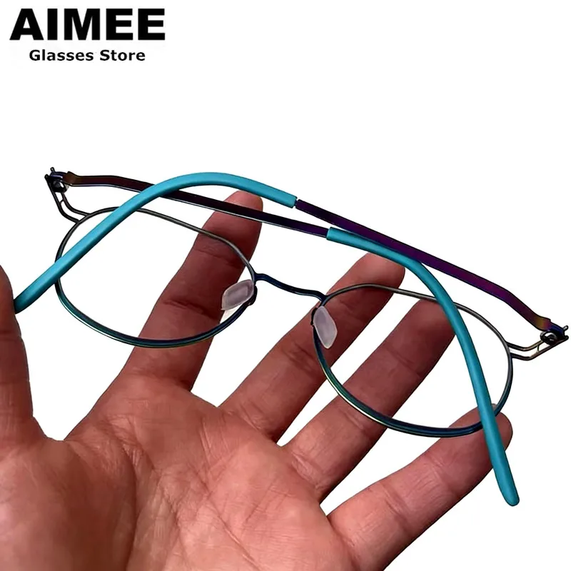 High Quality German Brand Design Ultralight Glasses Frame Men Women Screwless Polygon Round Eyeglasses Handmade No Fade Eyewear