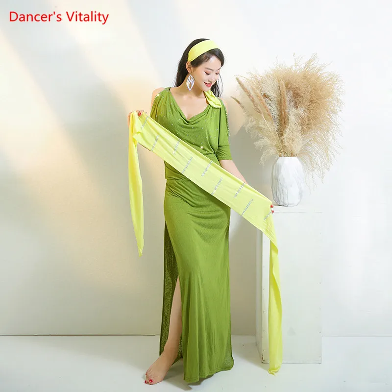 Girls Egypt Baladi Shabby Robe Women Belly Dance Oriental Dancing Practice Suit  Loose Dress 4pcs