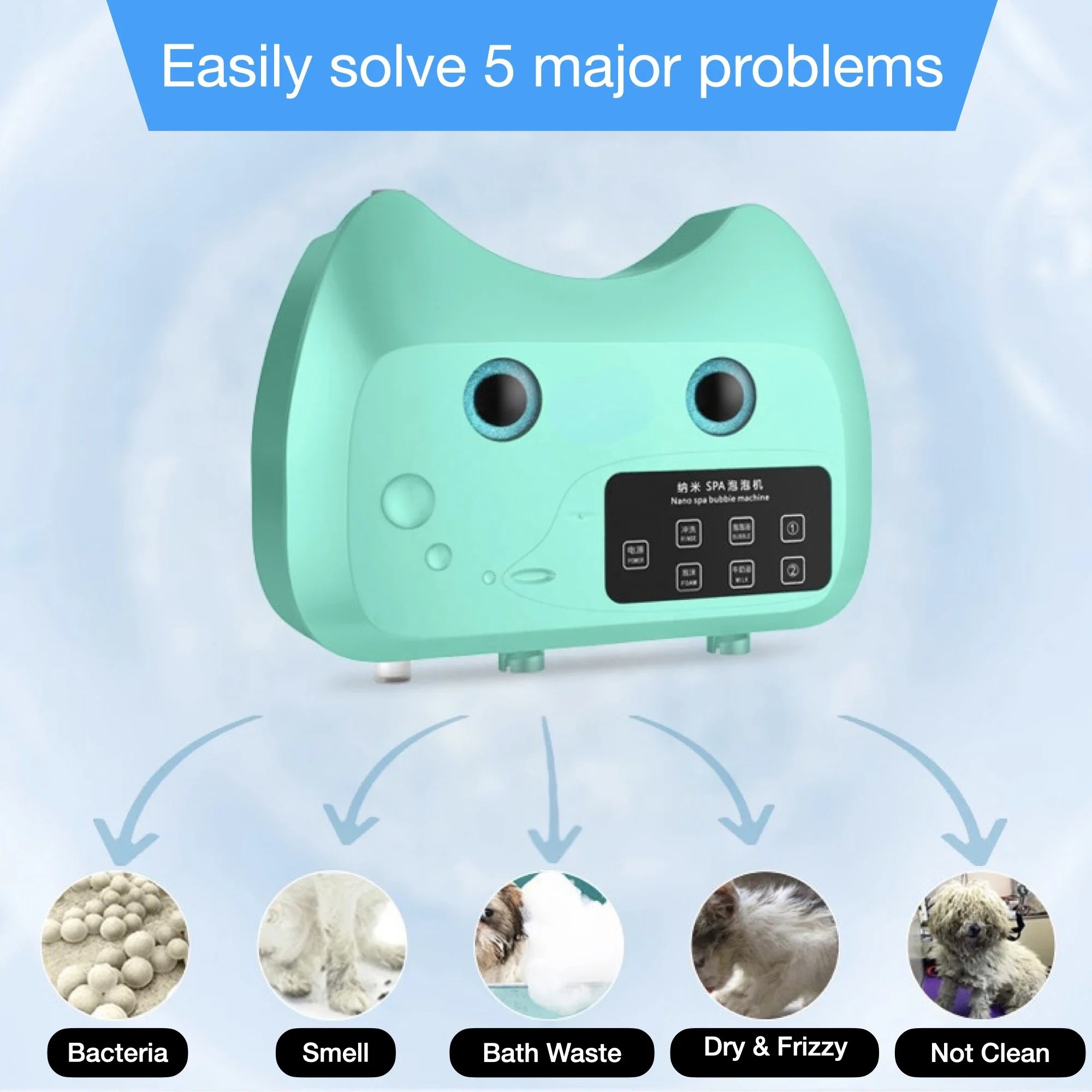 Pets grooming tool kit Intelligent automatic shampoo mixing dilution pet bathing SPA foaming shampoo machine