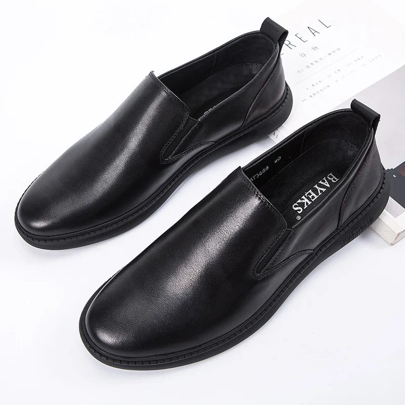 Leather Shoes for Men's Simple and Generous Men Shoes Early Spring New Style Bare-headed Casual Business Shoes sapato masculino