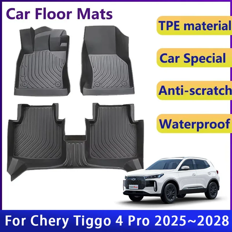 Car Floor Mat For Chery Tiggo 4 Pro Cross Hybrid Ebro S400 HEV 2025 2026 2027 2028 Waterproof Mud Carpet Full Rug Accessorie