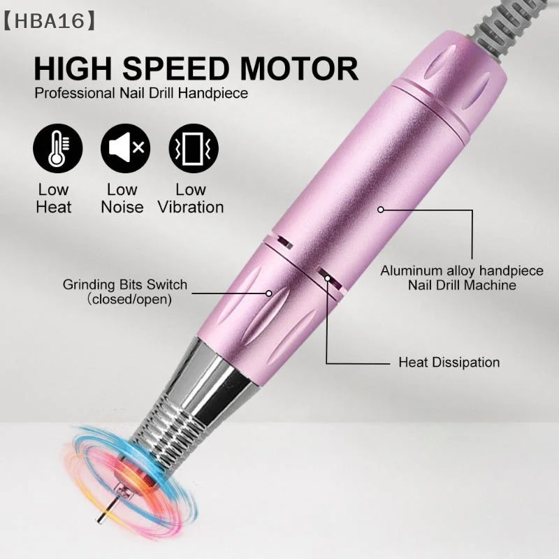 ómHBA16 Parque Elektrische DC Nagelboor Pen Handvat Bestand Polish Grind Machine Manicure Pedicure Tool Voor Nagels Boormachine Accessoires