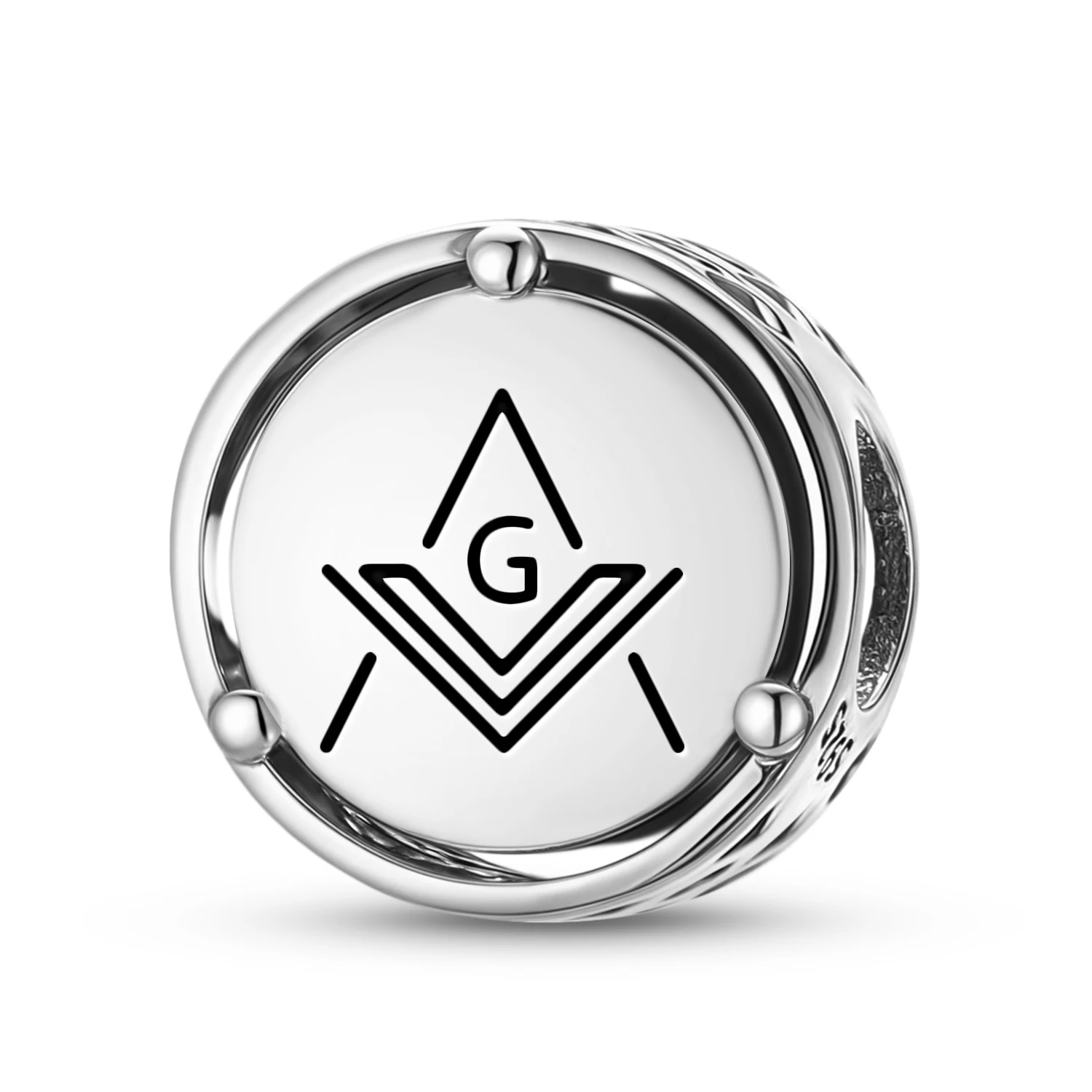 925 Sterling SilverFreemasonrySquare and CompassCharm Fit Original Bracelet Diy Jewelry Accessories Family Bead