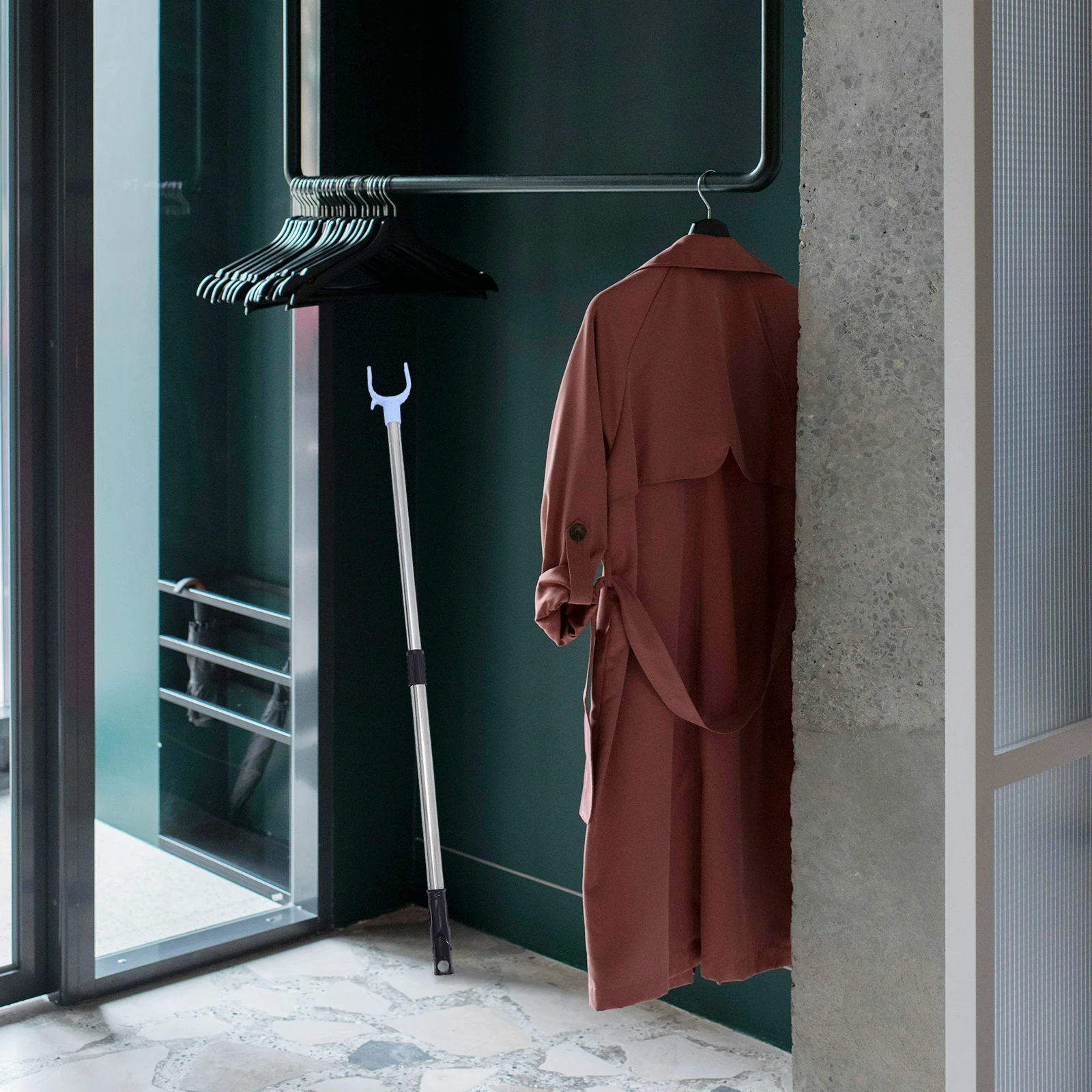 

Stainless Steel Extendable Clothes Drying Fork Hanger Retractable Long Pole Closet Reach Garment Poles Telescoping Rod