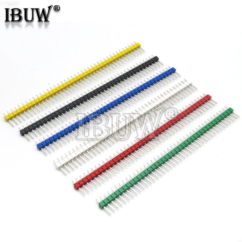 10PCS 2.54MM 40Pin 1x40P 2x40P Male Pin Header Strip Single Row Male Breakable Pin Header Connector Strip for Arduino Red Black