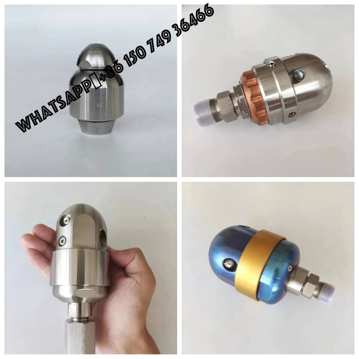 Factory 2 - 6 inch High Pressure Sewer Dredge Spraying Jetter Cleaning Nozzle Water Jet Cleaning Machine Bend Pipeline Rotating