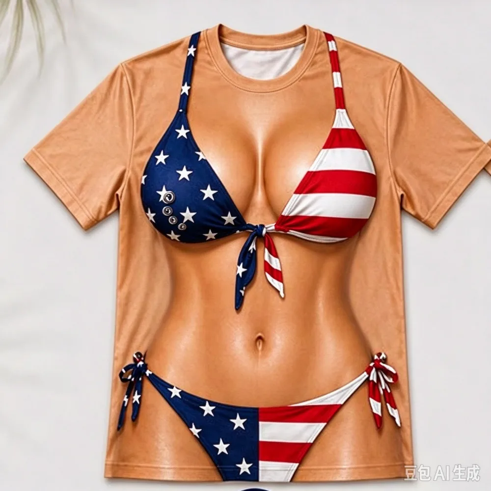 Simulation of Bikini Body Illusion Pattern 3D Print Sport Quick-dry Breath MenT-shirt Outdoor Street Casual Fashion Short-sleeve