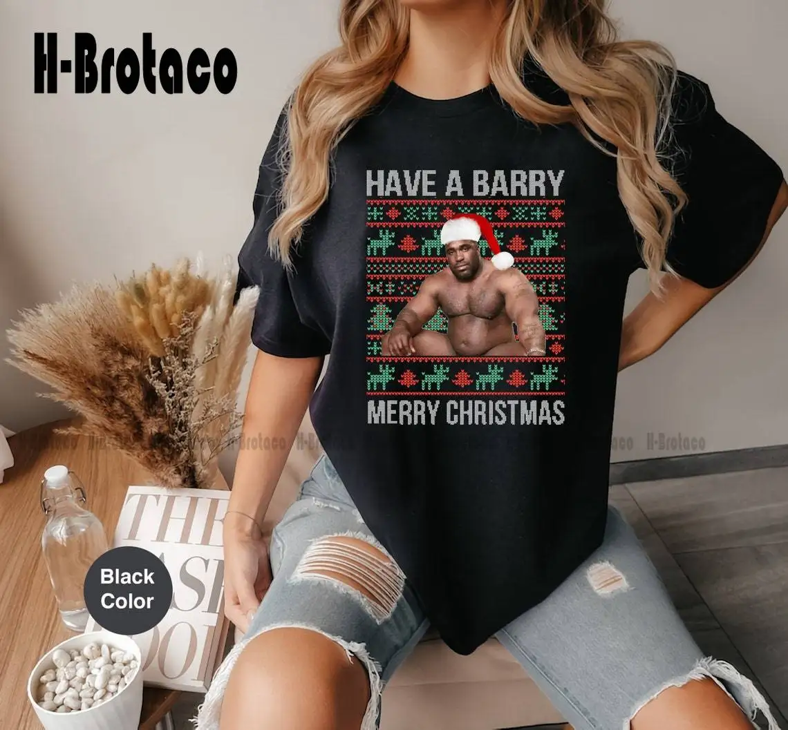 Have A Barry Merry Christmas Quotes  T-shirt Sitting On The Bed Xmas Ugly couple shirts Custom Gift Xs-5Xl