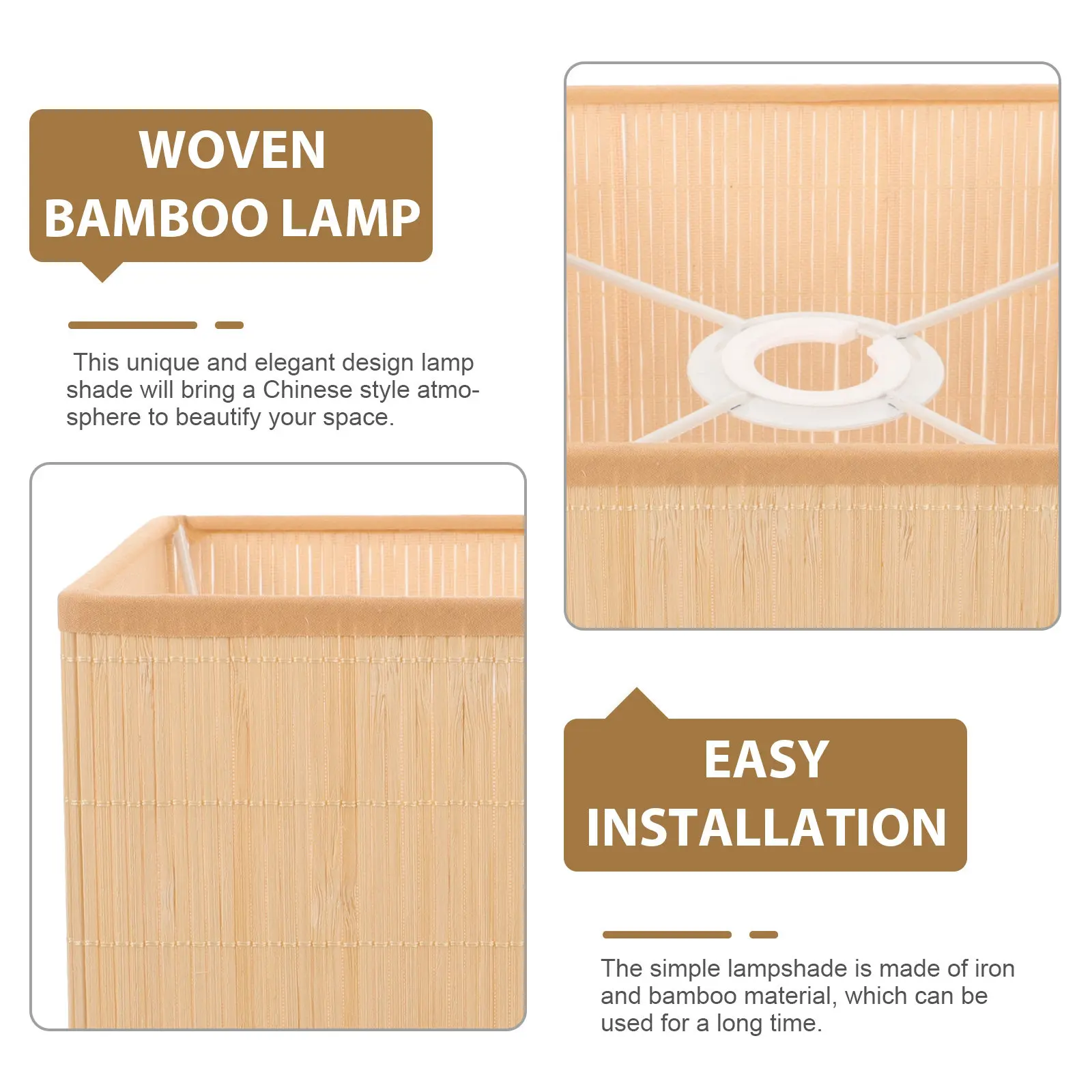 Rustic Woven Bamboo Lampshade Ceiling Lamp Cover for Living Room Corridor Bar Warm Light Decorative Shade Lamp Shades