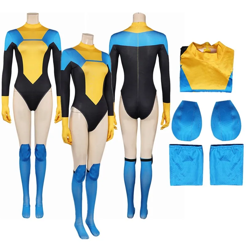 

Terra Grayson Cosplay Invincible Cartoon Costume Adult Women Disguise Jumpsuit Knee Pads Outfits Halloween Carnival Party Suit