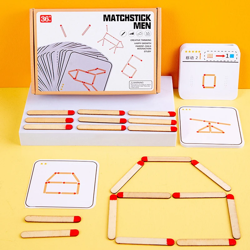 

1Set Matchstick Puzzle Games Montessori Match Stick Educational Toy Math Toys IQ Brain Teaser Puzzles Early Educational Toys