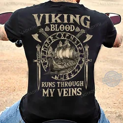 Viking Blood-T-shirt manches courtes pour homme, 100% coton, style légende, rétro, classique, Valhalla, Odin, Y-Haute qualité