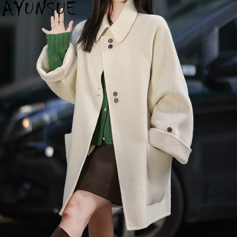AYUNSUE 88% Wool Coats for Woman Stylish Long Sleeve Tops for Woman Double-sided Wool Jacket Woman Clothing High Quality Одежда