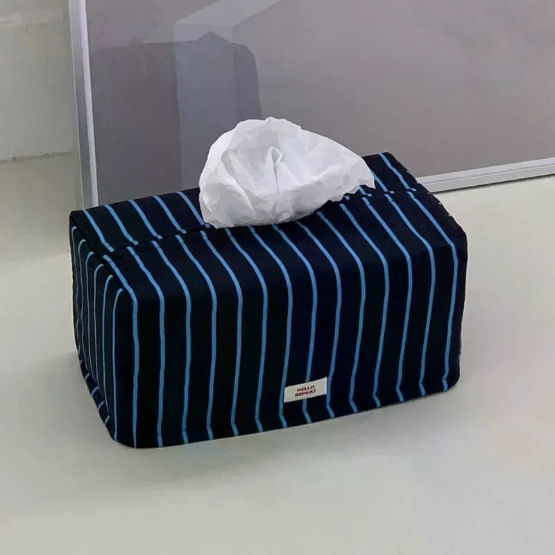 Stripe Tissue Case Vintage Living Room Tissue Box Paper Holder Tissue Pouch Kitchen Storage & Organization Desktop Decoration