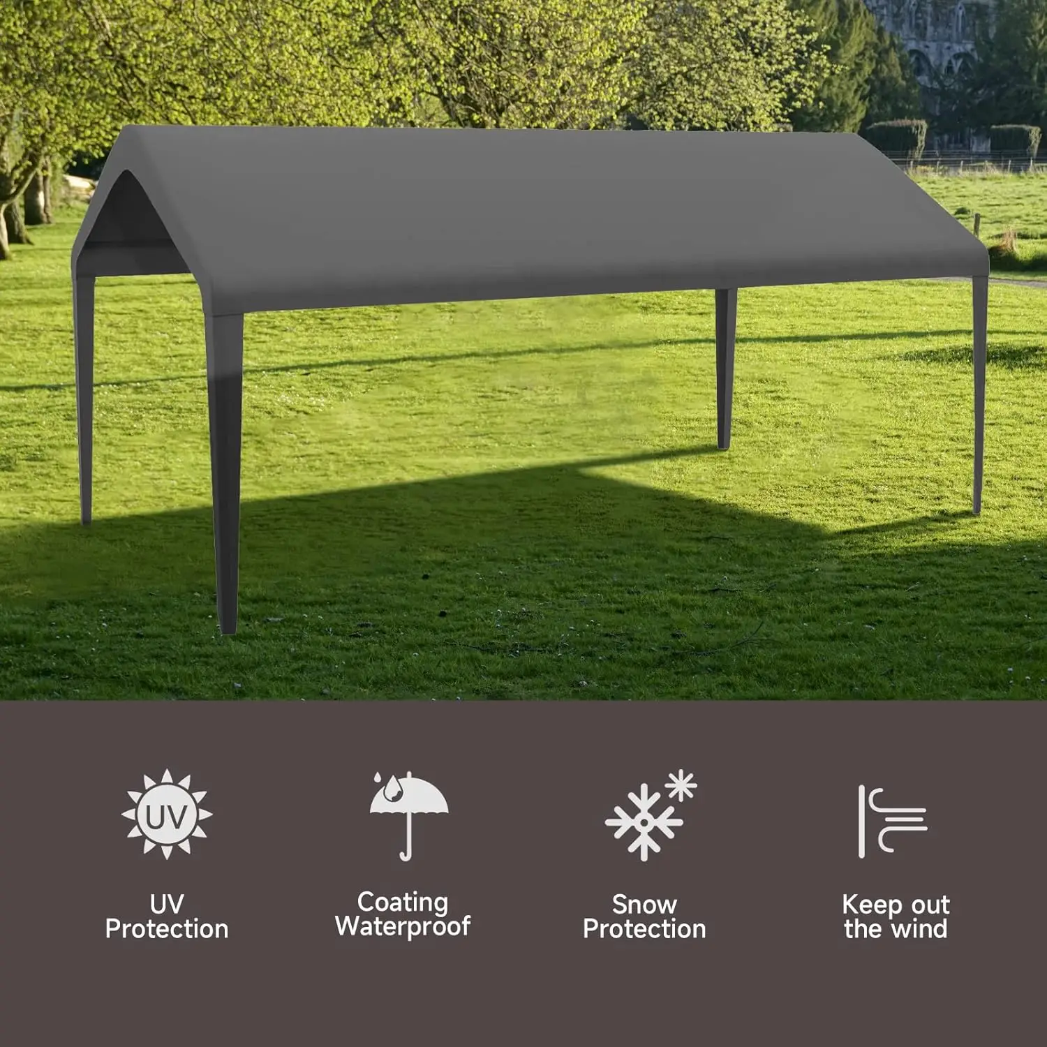 

Canopy Replacement Cover, Carport Replacement Canopy, 800D Oxford Waterproof & UV Protected Tarp with Ball Bungees (Frame is not