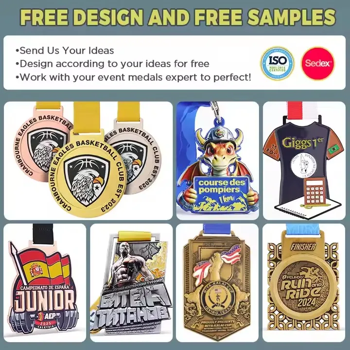 

Custom Personalized Logo Medals Marathon Running Sports Champions Medal Custom You Own LOGO Metal Medal With Ribbons