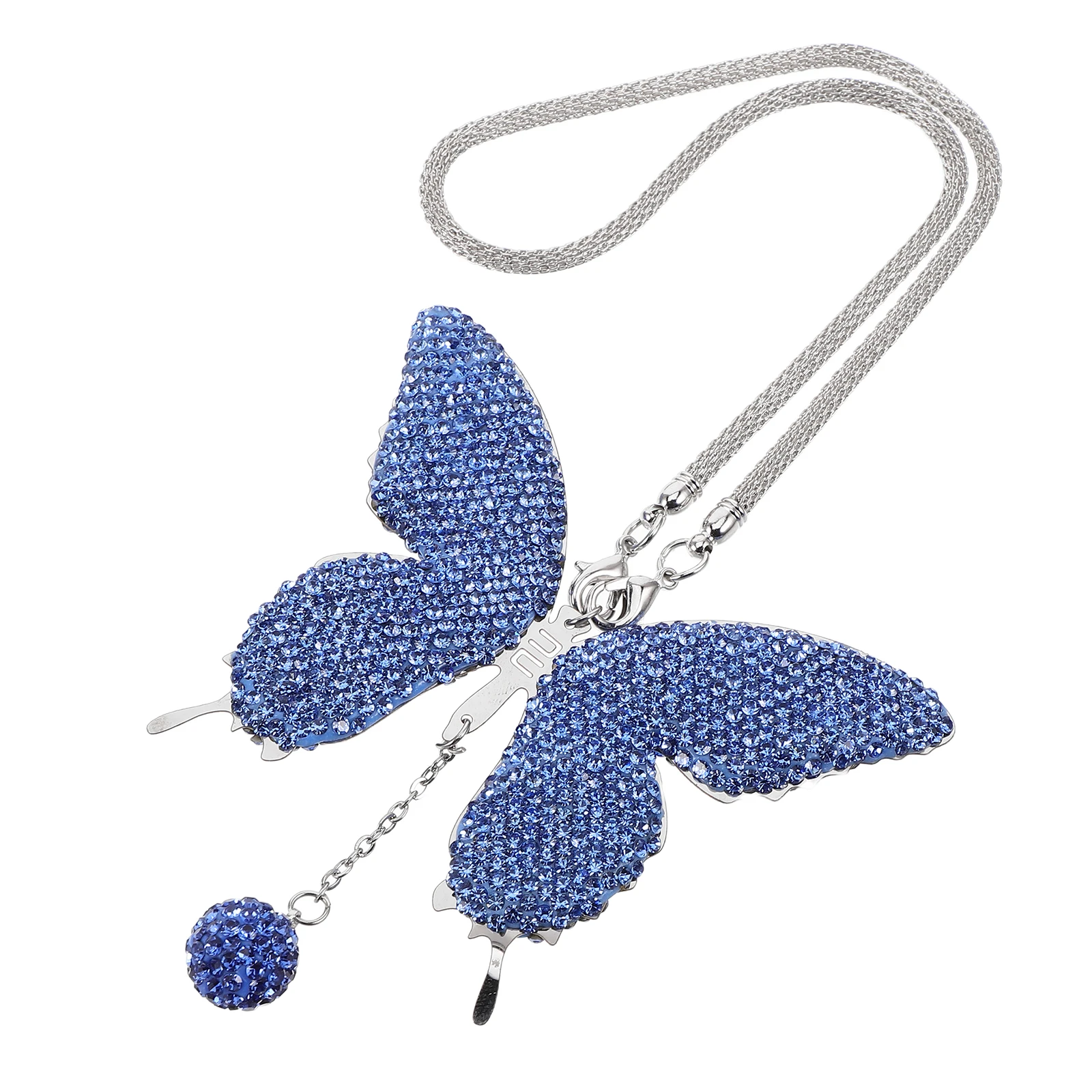 

Car Rearview Mirror Decoration Bling Sky Blue Butterfly Pendant Car Accessory for Women Kawaii Girly Hanging Ornament
