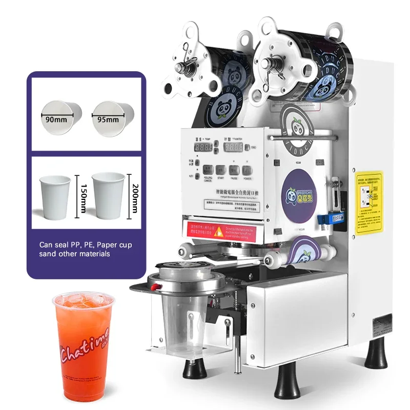 High-Speed Fully Automatic Bubble Tea Water Cup Sealing Machine Boba Cup Sealer For Plastic Paper Cups For Beverage
