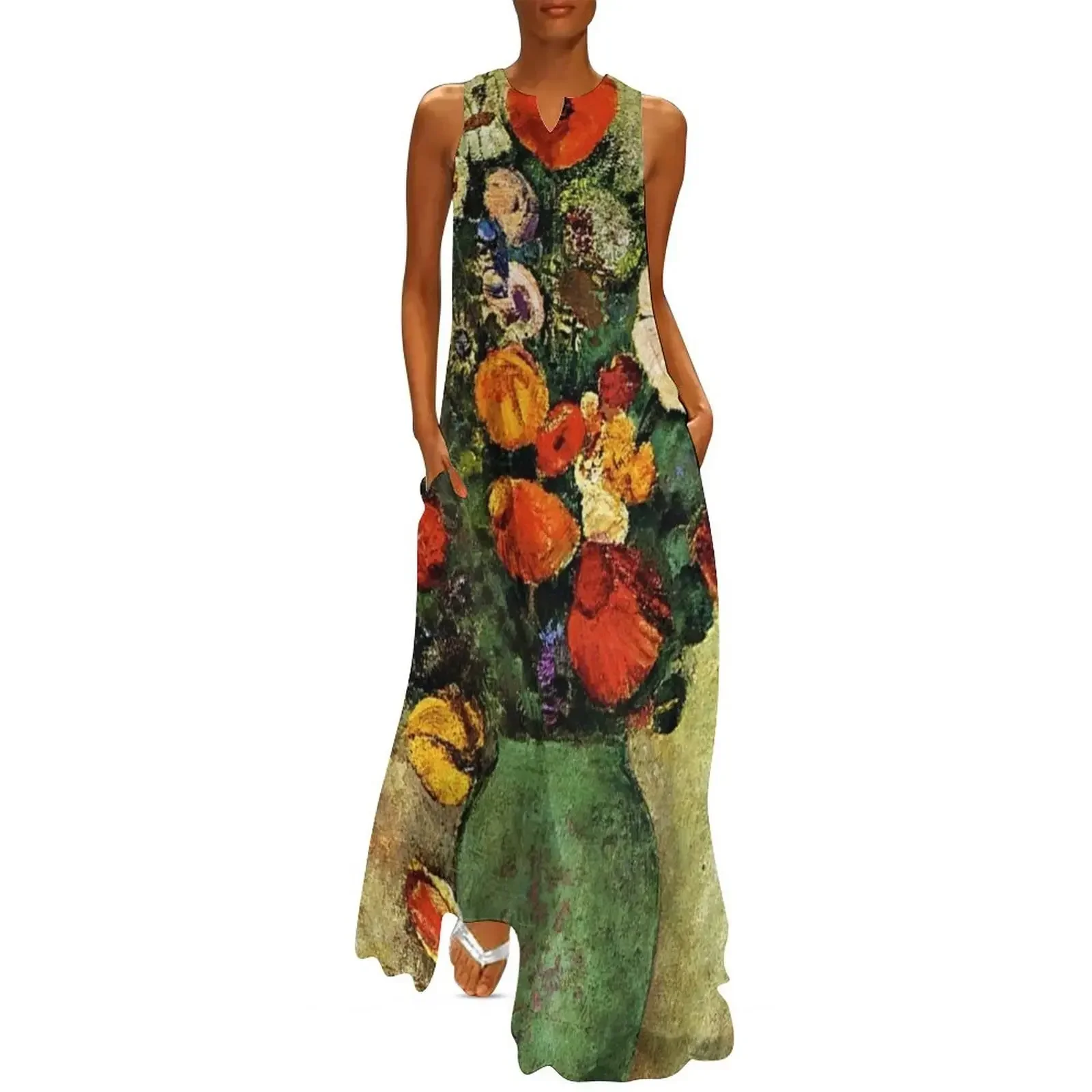 

Vintage Odilon Redon Vase Flowers 1907 Fine Art Long Dress women formal occasion dresses evening dress ladies Female dress