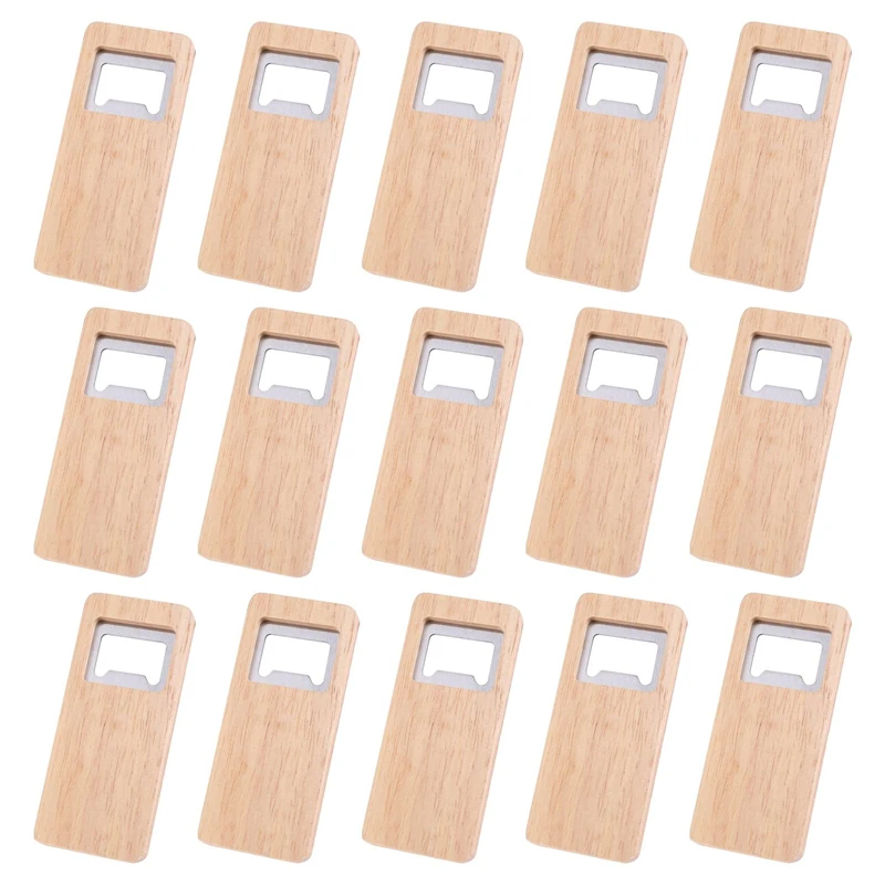 

50Pcs Wood Beer Bottle Opener Wooden Handle Corkscrew Stainless Steel Square Openers Bar Kitchen Accessories Party Gift