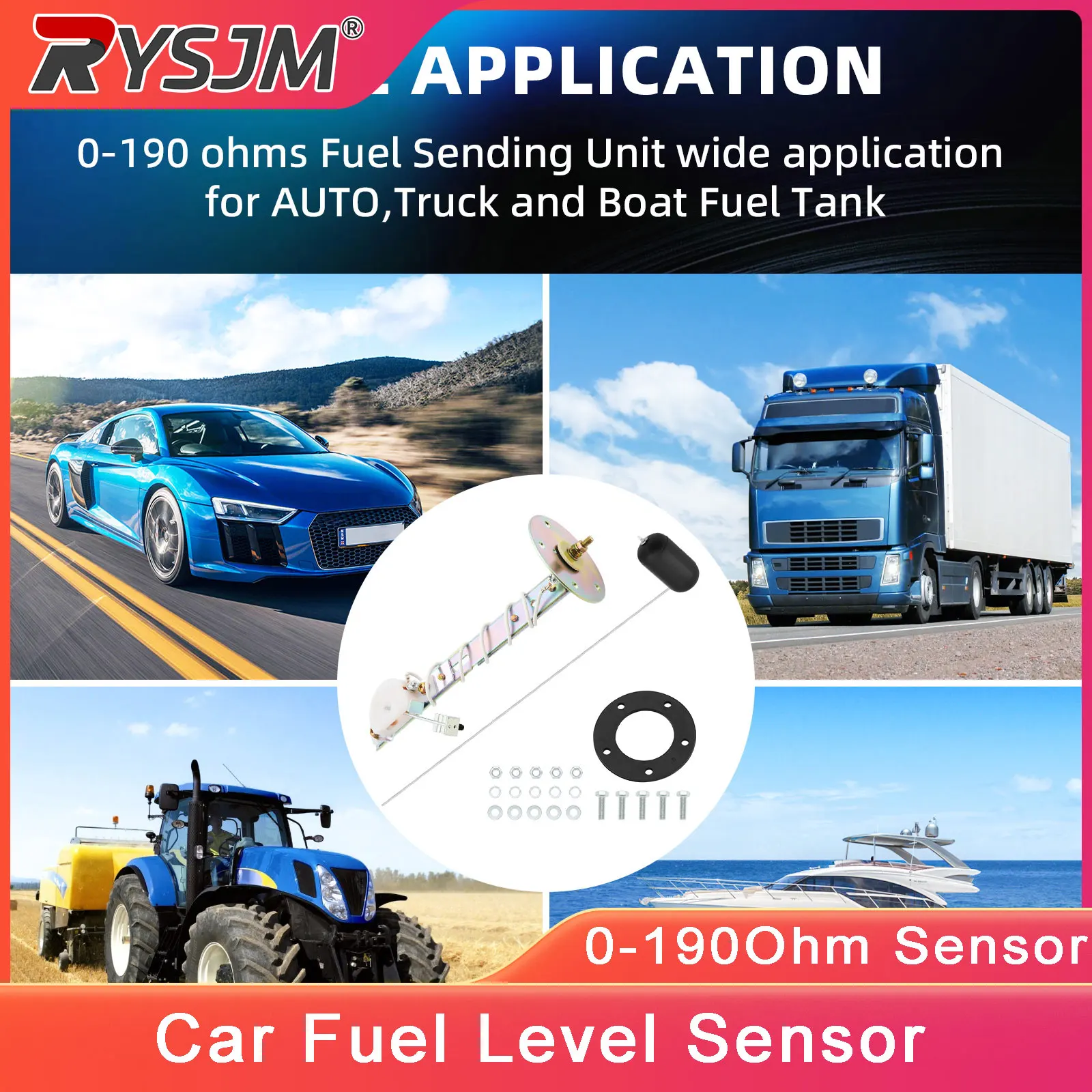 0-190 Ohm Fuel Level Sensor Universal 12V Car Truck Boat Fuel Float Sensor