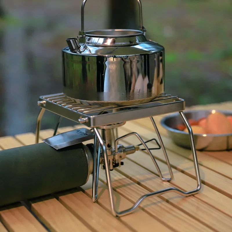 Stainless Steel Stove Holder Folding Mini Barbecue Rack Camping Portable Pot Baking Tray Holder Striped Stove Head Stand