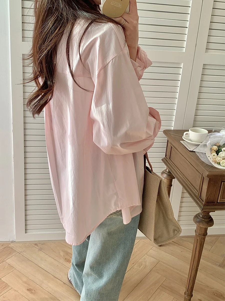 

Модная розовая рубашка 2024 года: Новая женская корейская рубашка-топ для ранней весны, однотонная, прямого кроя, из хлопка, в элегантном стиле.