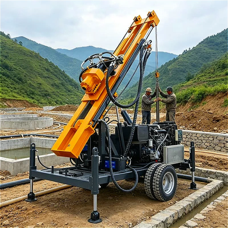 Twin Head Borehole Rig Electric Portable Water Well Machine for Agricultural Farm Garden Rural Home Water 130m Depth Customized