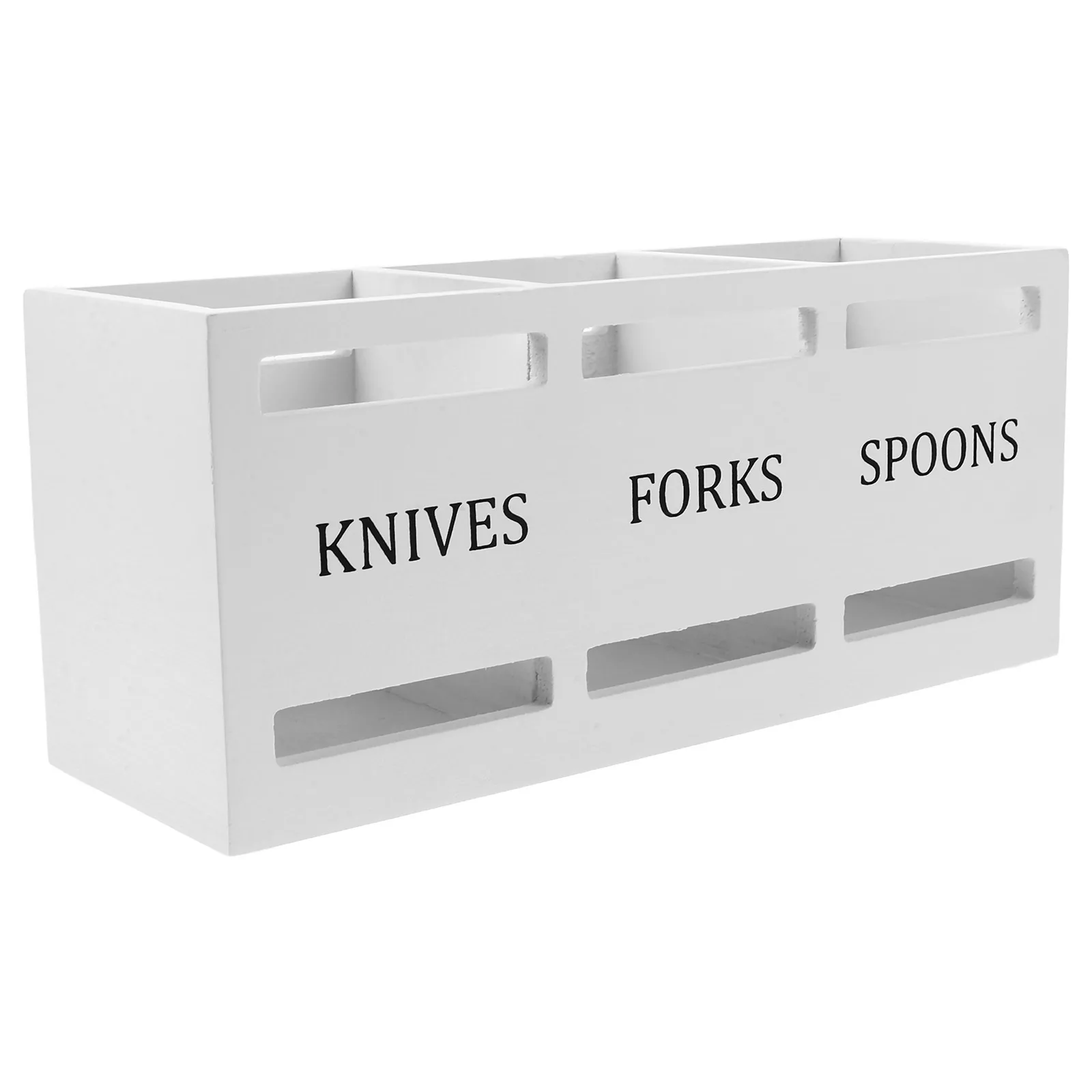 

Wooden Cutlery Organizer Large Capacity Divided Design Silverware Holder Chopsticks Fork Spoon Storage Box Tableware Rack