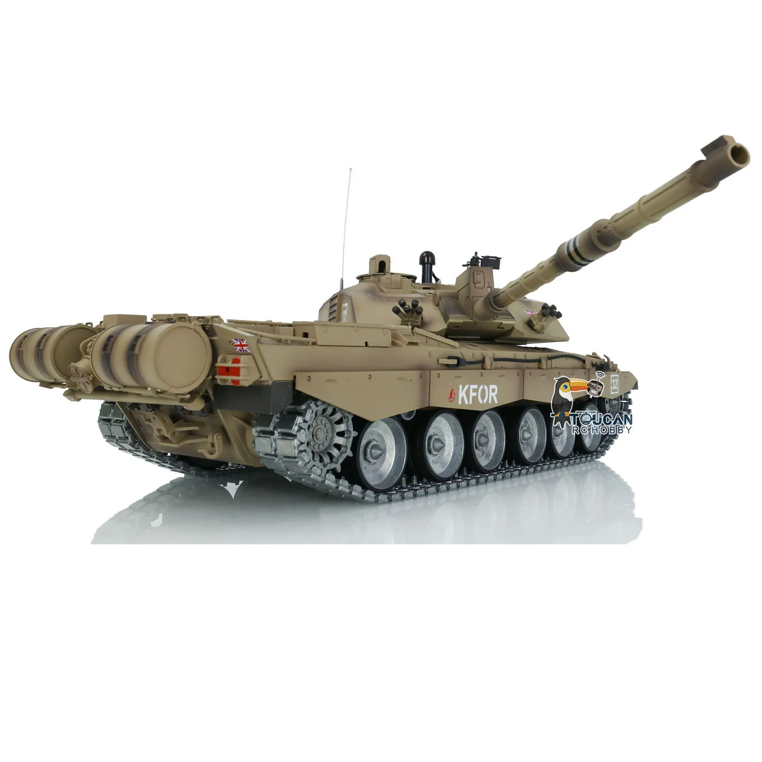 Heng Long 1/16 RC ถัง 7.0 ที่กําหนดเอง Challenger II 3908 โลหะแทร็ก W/ยางเกียร์เหล็ก Idler BB ยิงวิทยุ TH17742