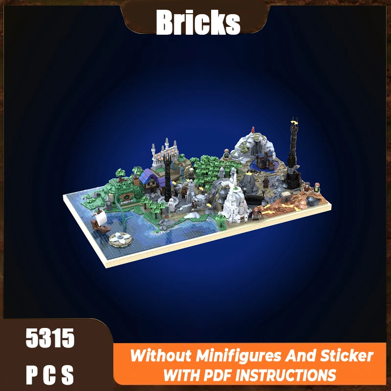 

Изысканная новая модель строительного блока MOC, кольцо, карта мира средней земли, модульная детская игрушка, подарок, набор для сборки «сделай сам»