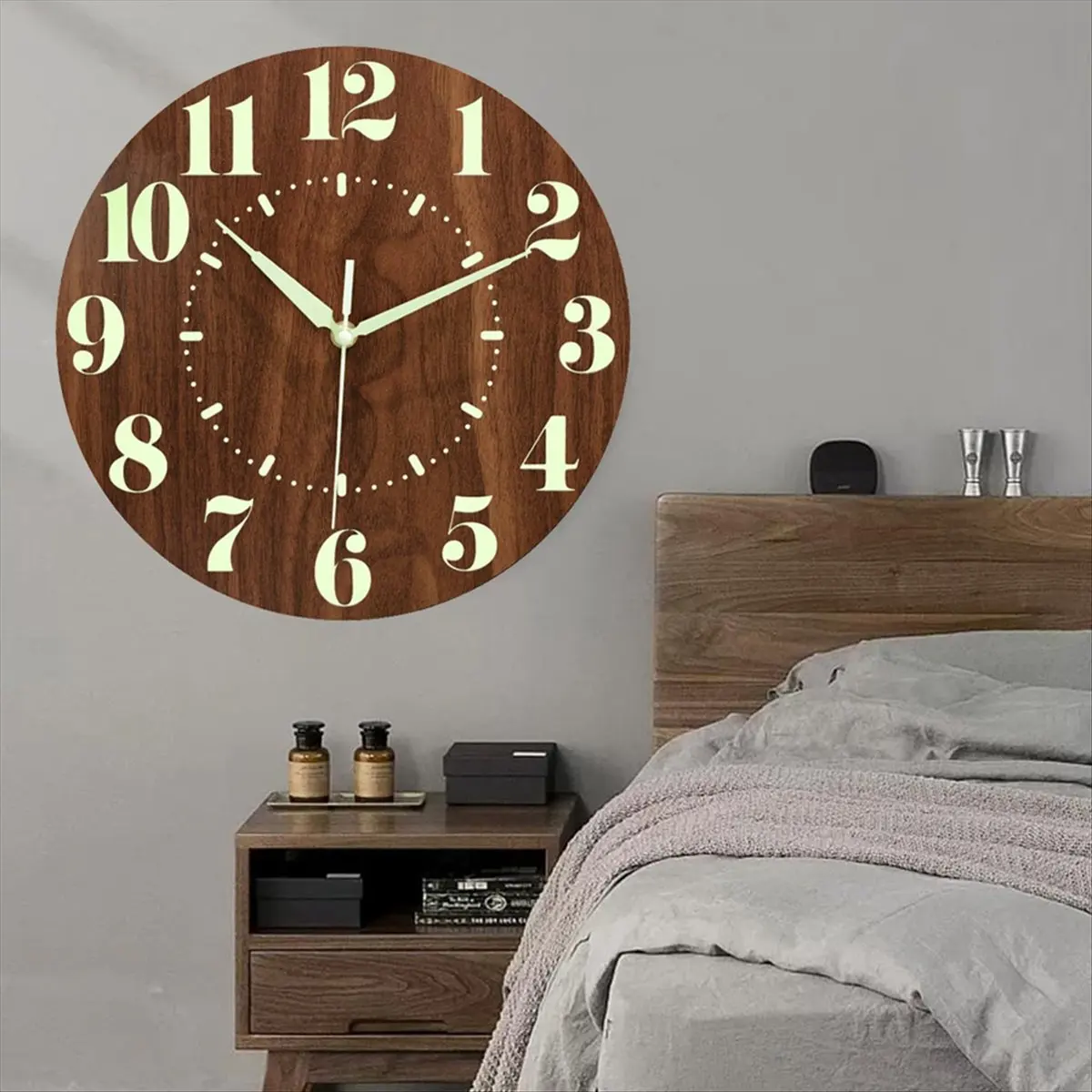 A32I Glow in Dark Wall Clock,12 Inch Silent Non-Ticking Battery Operated Clock, Lighted Wall Clock Decoration for Bedroom