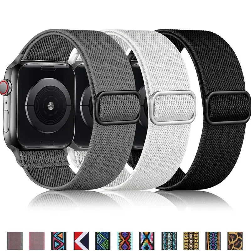 Scrunchie حزام ل سوار ساعة يد آبل 46 مللي متر 42 مللي متر 40 مللي متر 44 مللي متر 41 مللي متر 45 مللي متر 49 مللي متر بسط النايلون سوار Iwatch Serie10 9 8 الترا 7 6 5 4