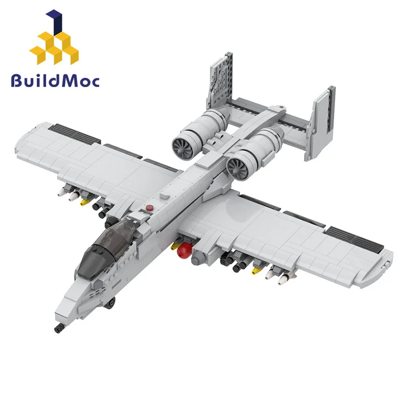 BuildMOC Assembled Building Block Toys US Military Thunder A10 Electric II Warthog Attack Air Force